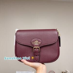 NWT COACH Amelia Saddle Bag Shoulder Bag Leather CP107 Gold/Merlot